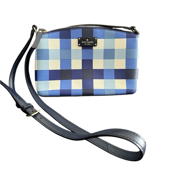 KATE SPADE Blue grove street printed millie xbody pacific gingham - Picture 1 of 7